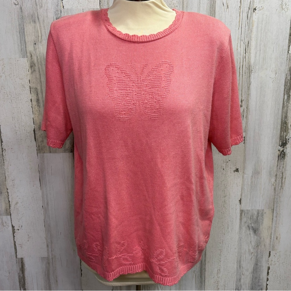 Alfred Dunner Coral Butterfly‎ Knit Sweater